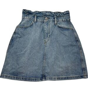 Divided Paper Bag Mini Blue Hi-Waisted Skirt Women's Light Wash Denim 4